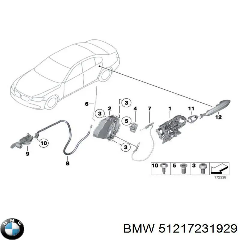Ручка задньої двері зовнішня ліва на BMW 5 (F11)