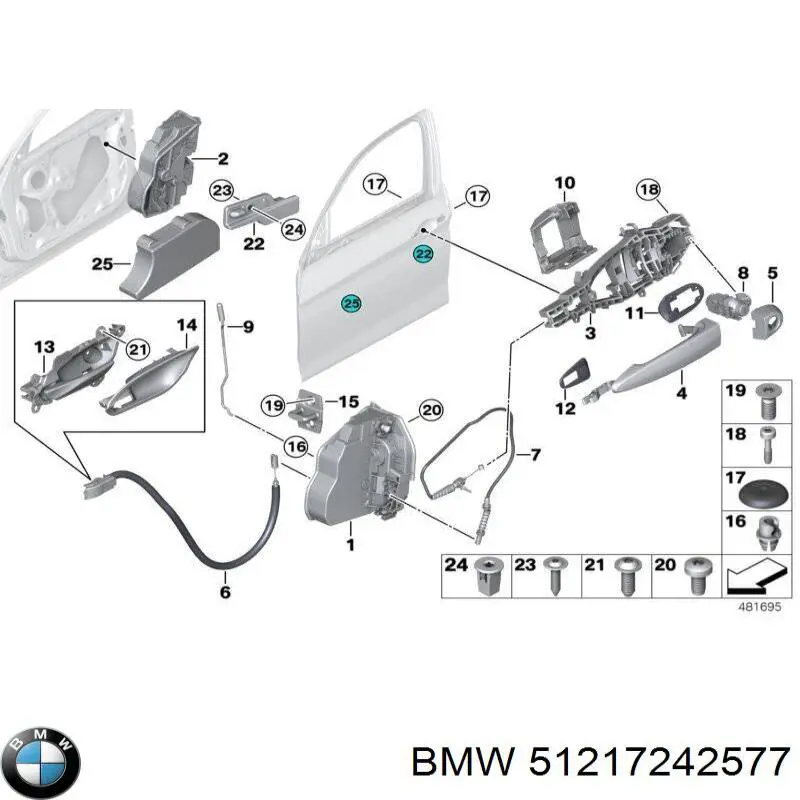 Купити 51217242577 BMW Трос/тяга відкривання замка дверей передніх лівих