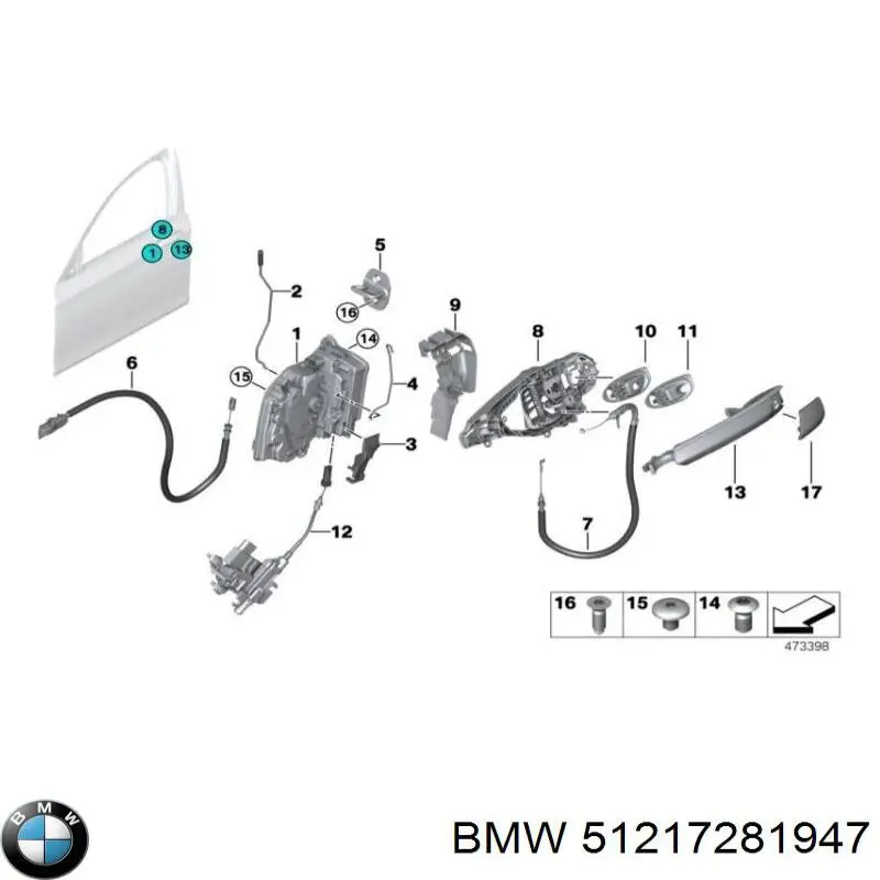 Замок передньої двері, лівої BMW 51217281947 ціна, від 596.17 USD
