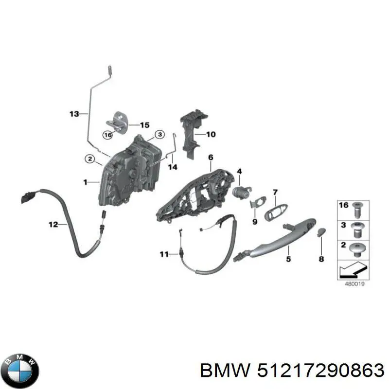 7290863 BMW Тримач зовнішньої ручки дверей, передньої лівої