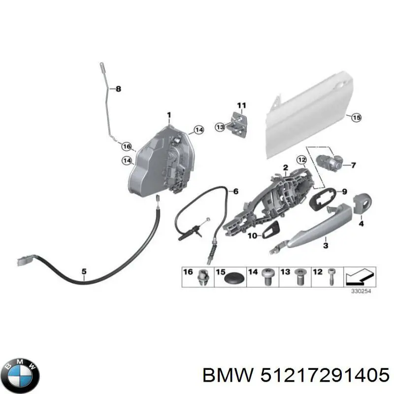 Трос замка дверей передніх лівих BMW 7291405 ціна, від 12.67 USD
