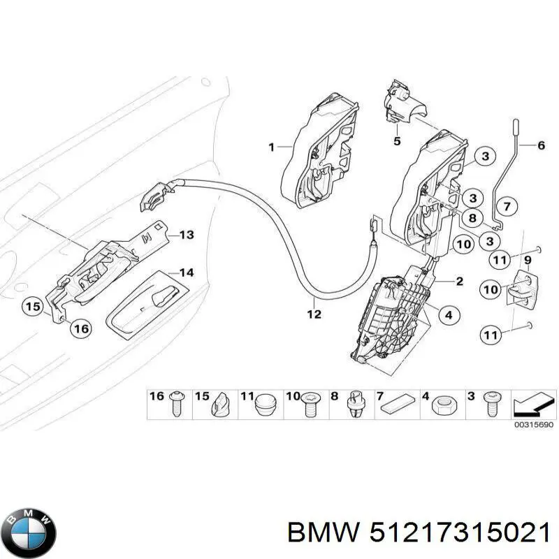 Замок передньої двері, лівої BMW 51217315021 ціна, від 228.04 USD
