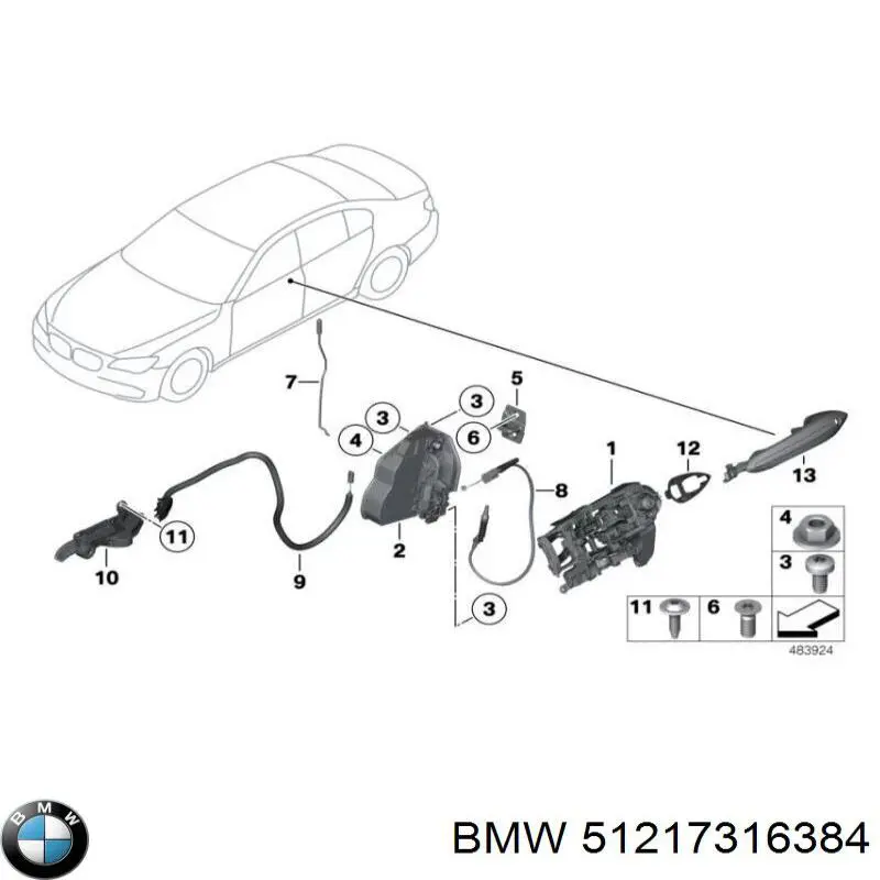 Ручка двері правою зовнішня перед/зад BMW 51217316384 ціна, від 46.94 USD