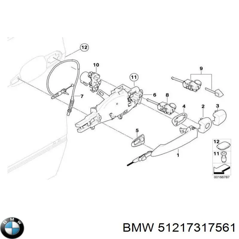 51217180012 BMW трос відкривання двері передньої лівої