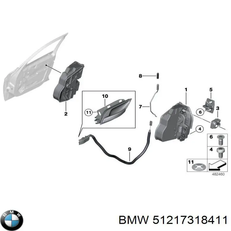 Замок передньої двері, лівої BMW 51217318411 ціна, від 48.13 USD