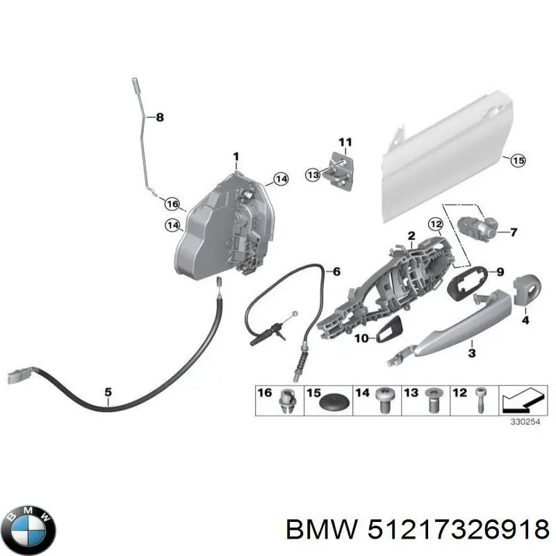 Ручка задньої двері зовнішня права на BMW 3 (F30, F80)