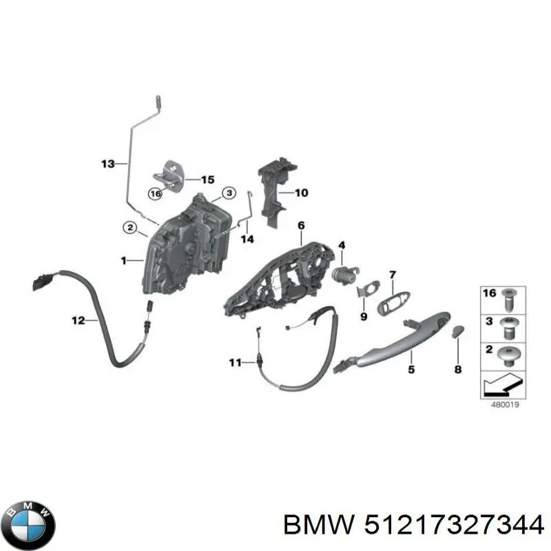 51217296458 BMW Тримач зовнішньої ручки дверей, передньої правої