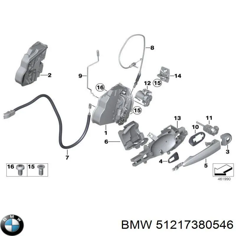 Тримач зовнішньої ручки дверей, передньої правої BMW 51217380546 ціна, від 15.28 USD