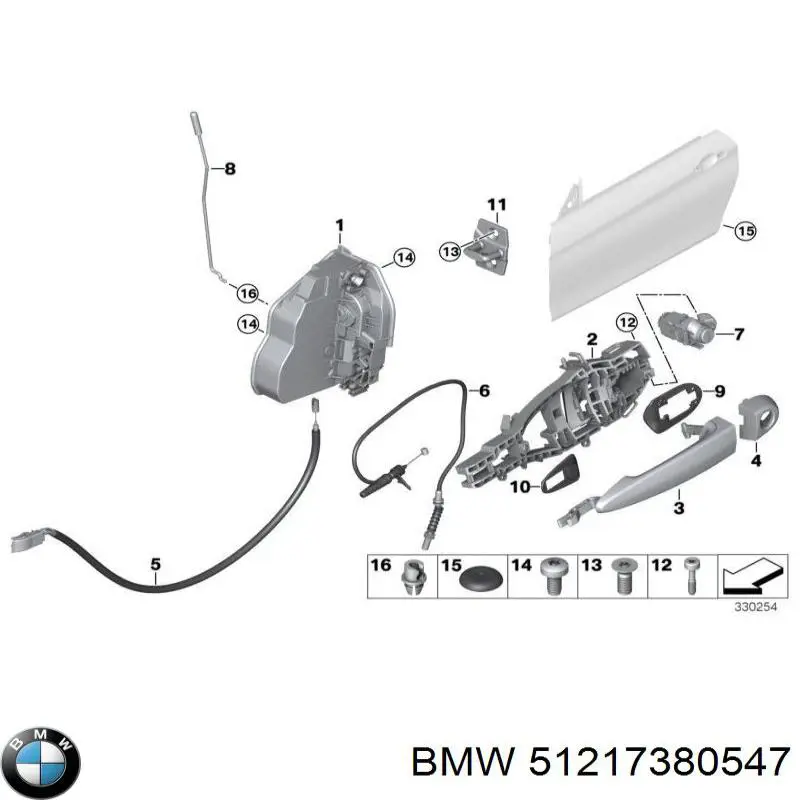 51217380547 BMW Тримач зовнішньої ручки дверей, передньої лівої