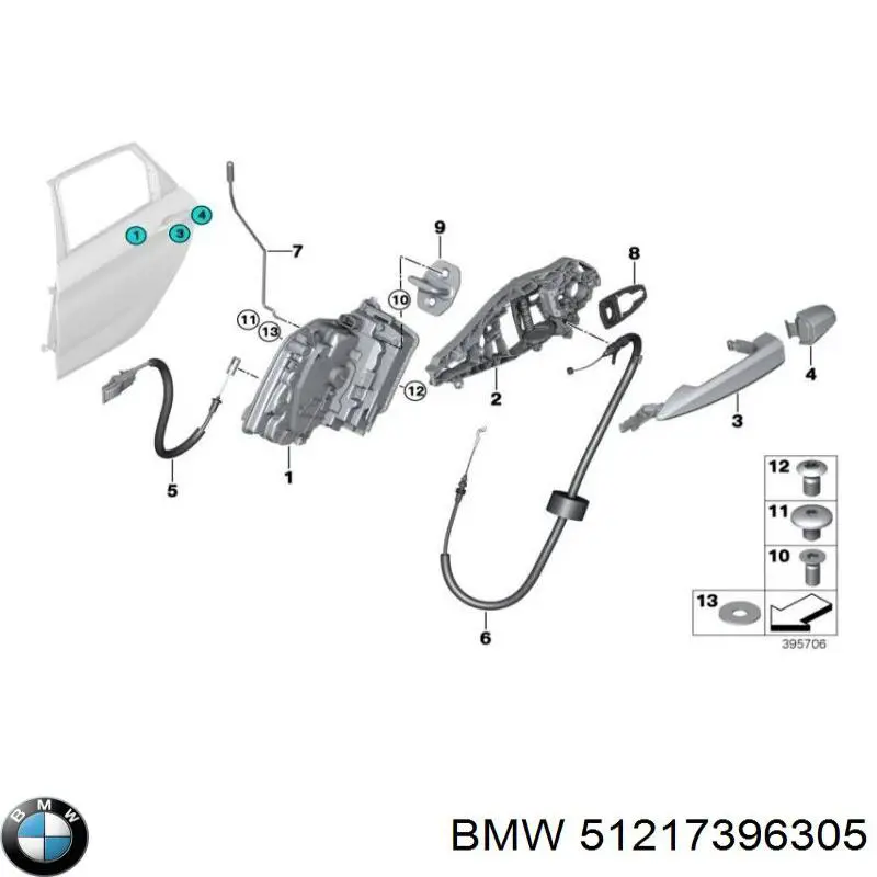51217396305 BMW Ручка задніх дверей зовнішня, ліва