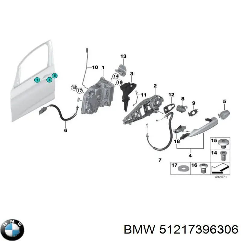 51217396306 BMW Ручка передніх дверей зовнішня, права