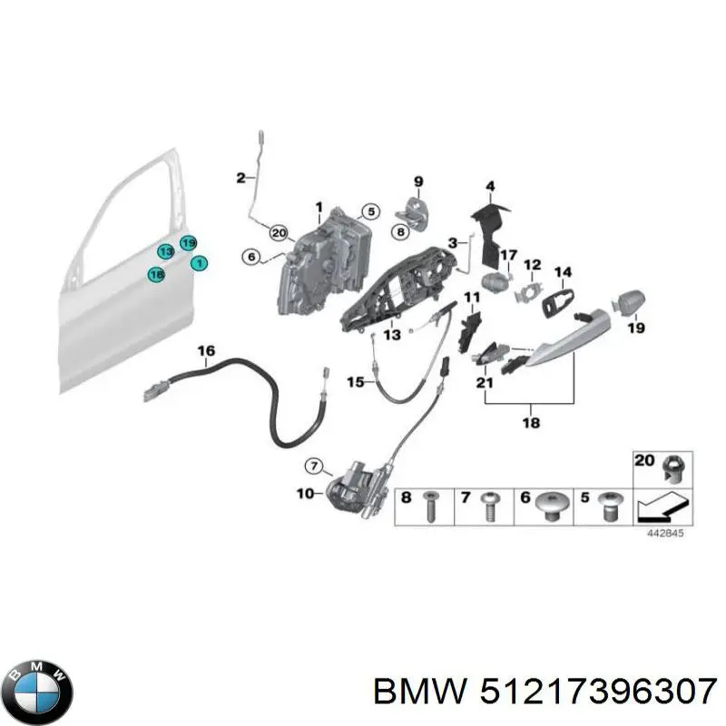 Ручка задньої двері зовнішня ліва BMW 51217396307 ціна, від 12.98 USD