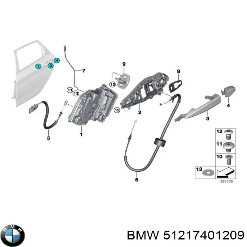 Тримач зовнішньої ручки дверей, задніх лівих BMW 51217293185 ціна, від 6.33 USD