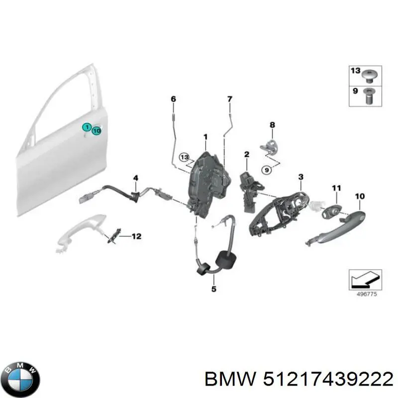 51217439222 BMW Тримач зовнішньої ручки дверей, передньої правої