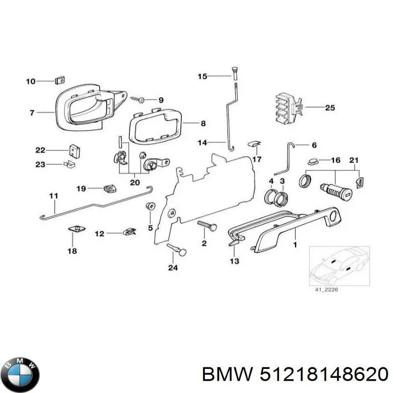 Трос/тяга відкривання замка дверей передніх правих на BMW 5 (E34)