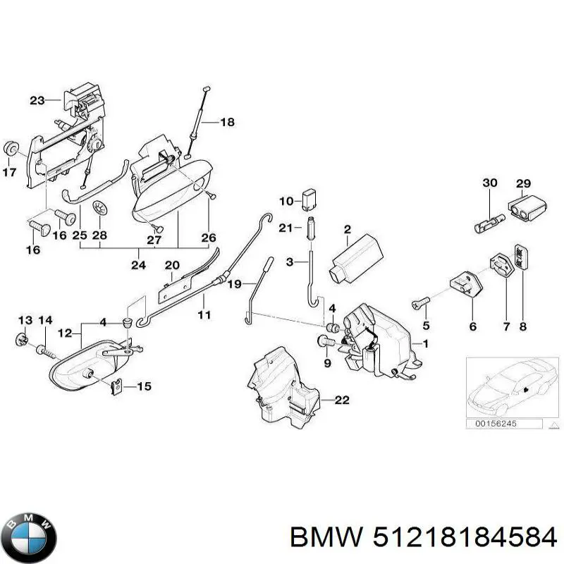 Тяга замка дверей передніх на BMW 5 (E39)