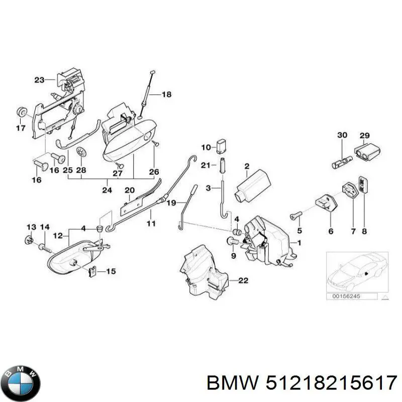Купити 51218215617 BMW Трос/тяга відкривання замка дверей передніх лівих