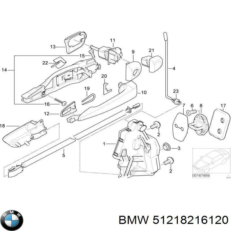  Кришка ручки зовнішніх дверей задніх правих BMW 3 