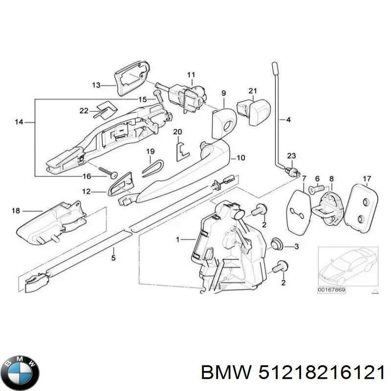 51218216121 BMW Ручка передньої двері зовнішня ліва