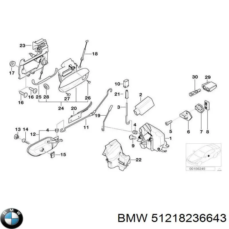51218236643 BMW Тримач зовнішньої ручки дверей, передньої лівої