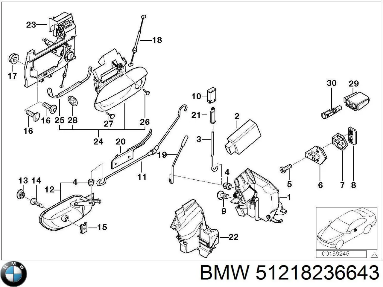 Тримач зовнішньої ручки дверей, передньої лівої BMW 51218236643 ціна, від 8.87 USD