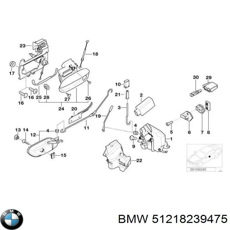 Ручка передньої двері внутрішня ліва на BMW 7 (E38)