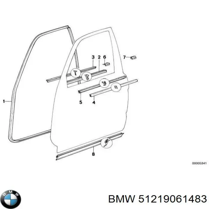 Купити 51219061483 BMW Ущільнювач двері передньої лівої (на двері)