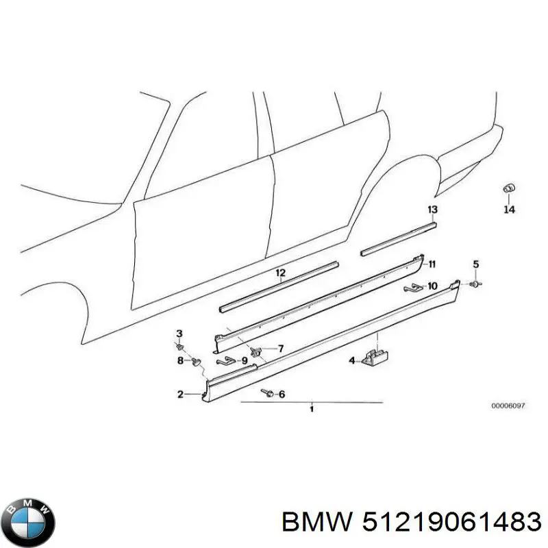 51219061483 BMW ущільнювач двері передньої лівої (на двері)