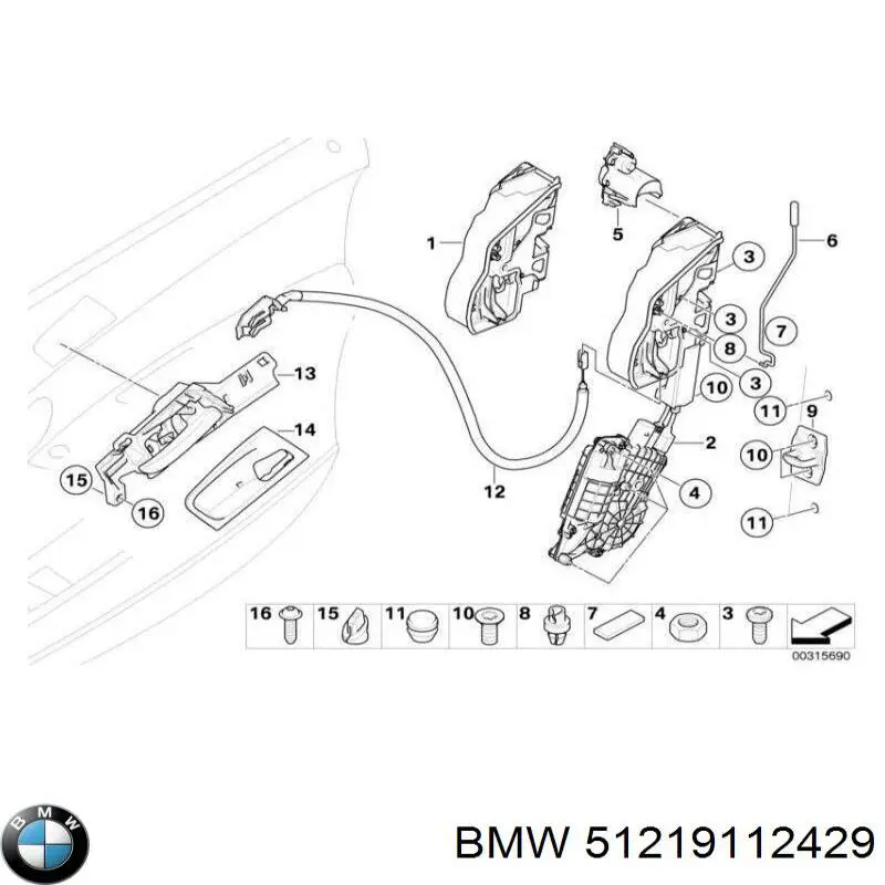 51219112429 BMW Ручка передніх дверей внутрішня, ліва