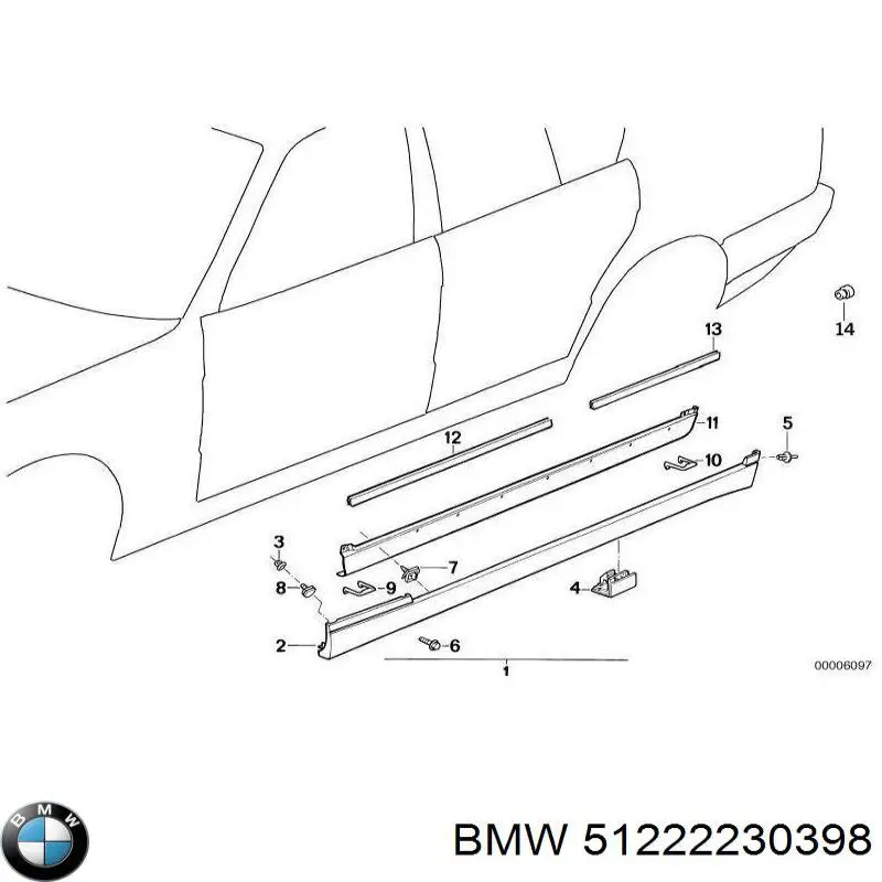 Прокладка дверей задніх, (на двері) на BMW 5 (E34)