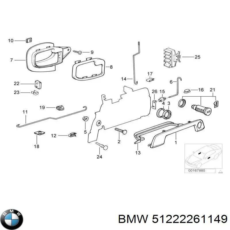 Купити 51222261149 BMW Ручка лівих дверей зовнішня