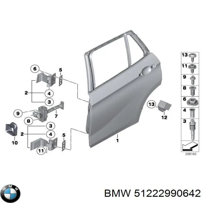 Обмежувач відкриття дверей, задній на BMW X1 (E84)
