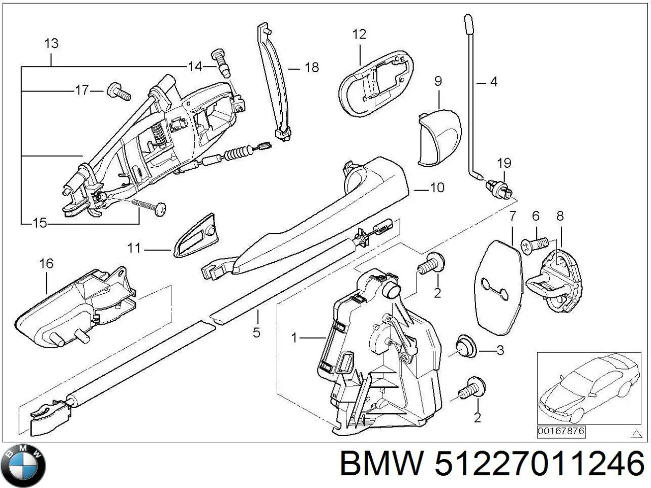 Замок задньої дверї, правої BMW 51227011246 ціна, від 54.45 USD