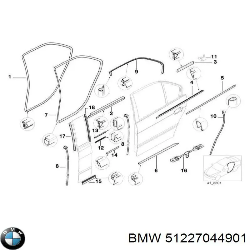 Купити 51227044901 BMW Молдинг опускного скла нижній, двері задньої, лівої