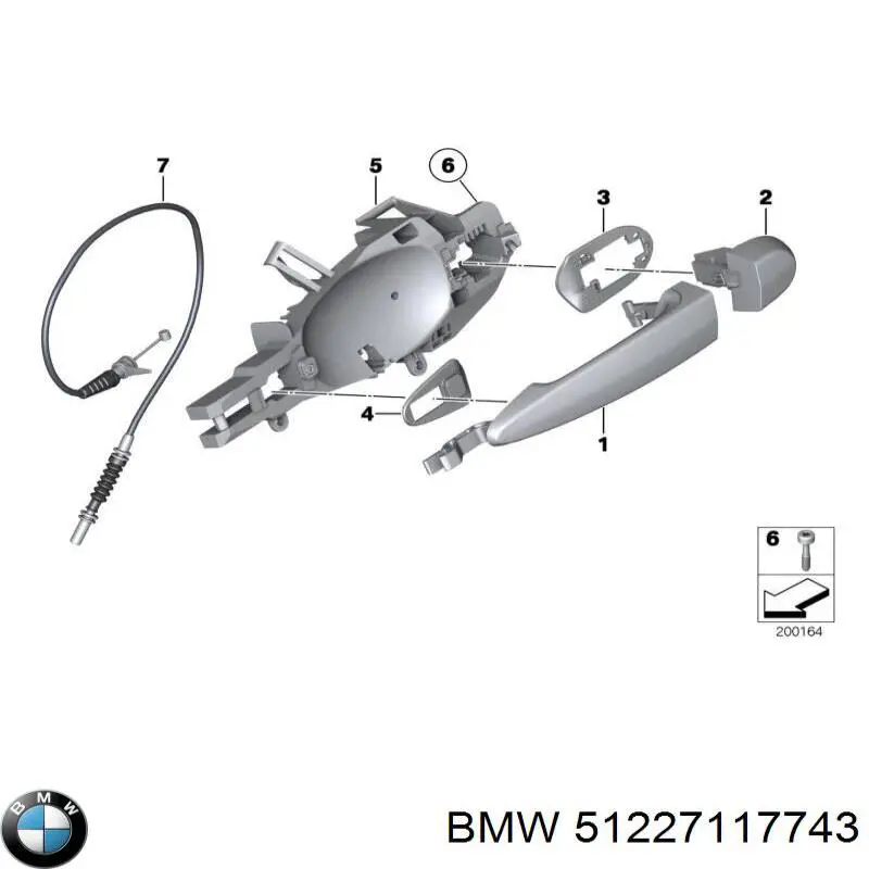 51227117743 BMW Трос замка дверей передніх