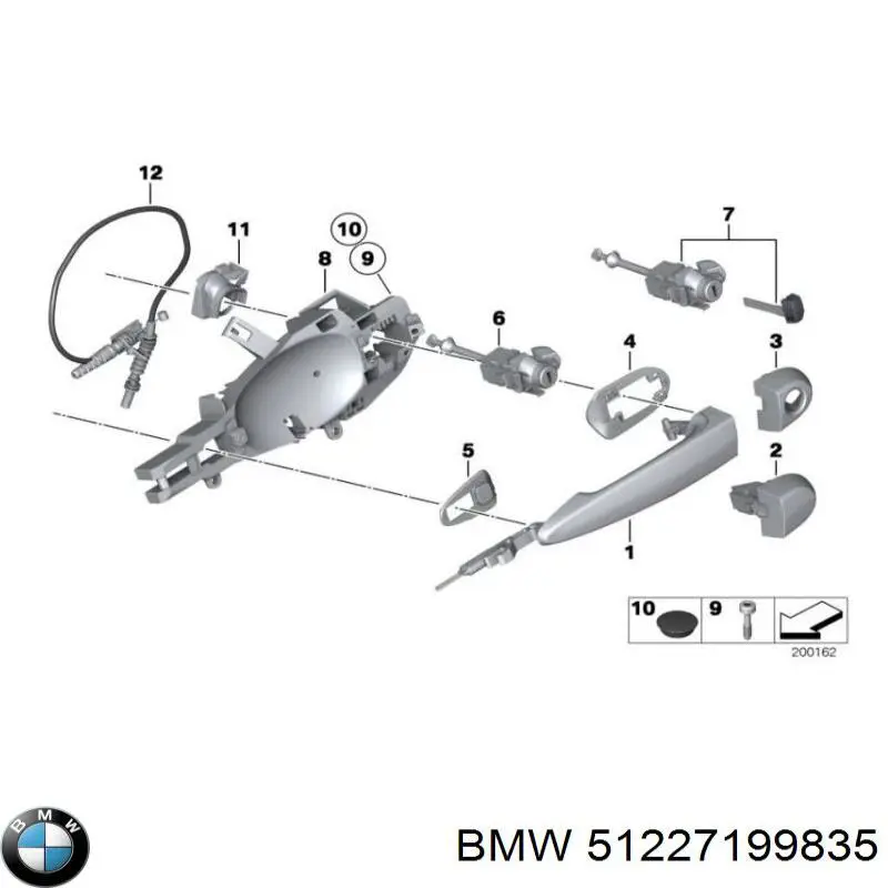 Тримач зовнішньої ручки дверей, передньої лівої 51227199835 BMW