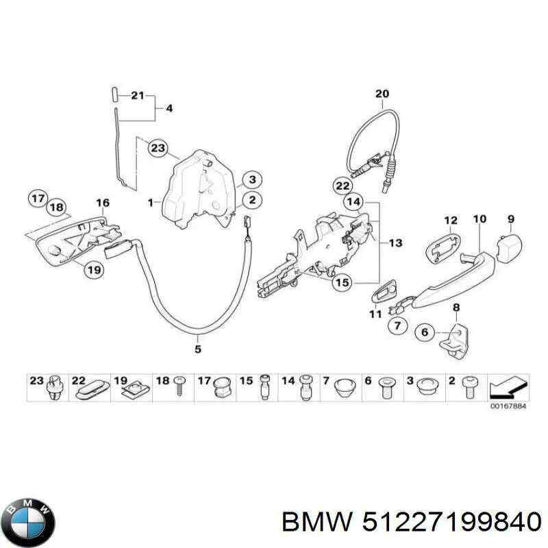 51227199840 BMW Тримач зовнішньої ручки дверей, передньої правої