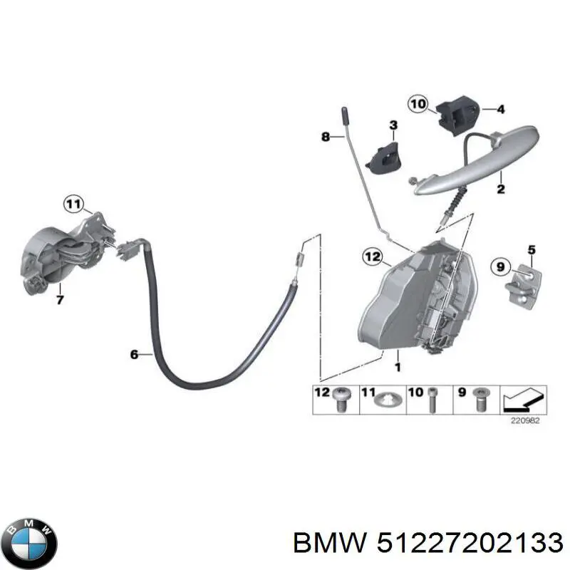 51227202133 BMW Замок задніх дверей, лівих
