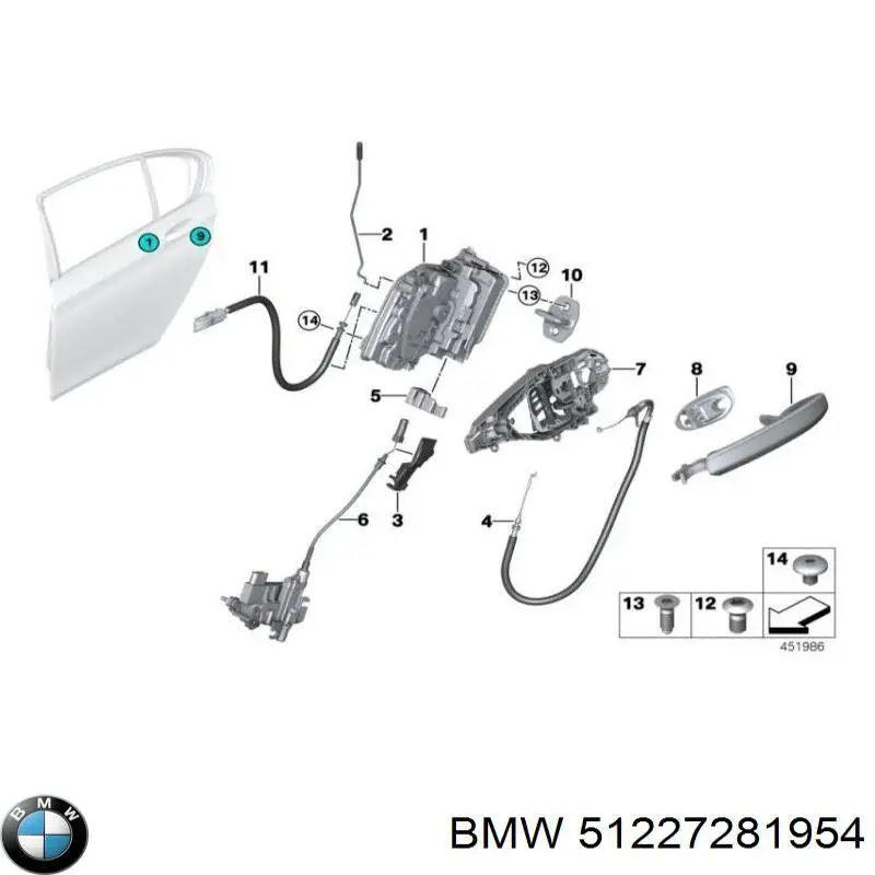 Замок задньої дверї, правої BMW 51227281954 ціна, від 159.18 USD