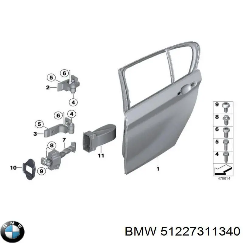Обмежувач відкриття дверей, задній лівий BMW 7311340 ціна, від 11.10 USD