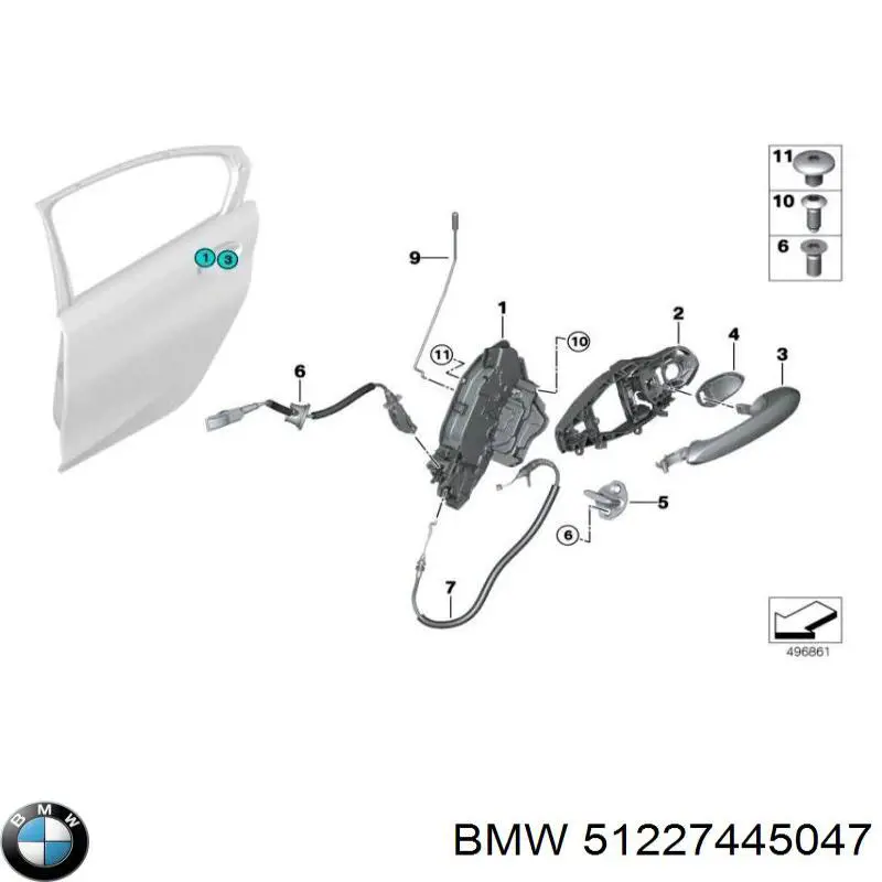 51227445047 BMW Замок задніх дверей, лівих