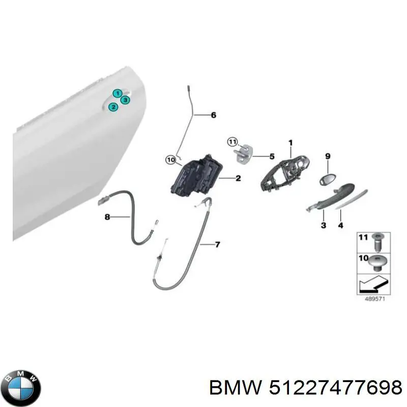 Замок задньої дверї, правої BMW 51227477698 ціна, від 63.33 USD