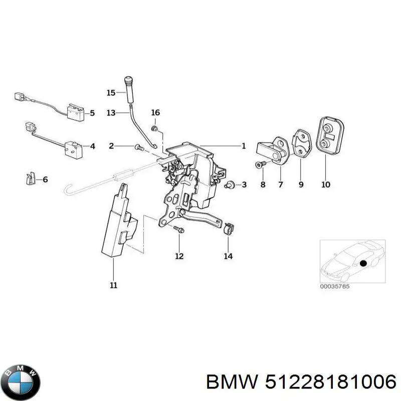 51228181006 BMW Замок задньої дверї, правої