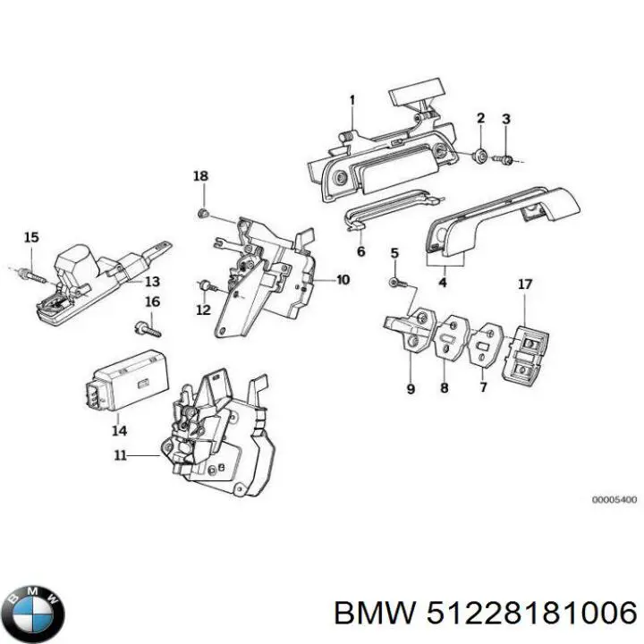 Купити 51228181006 BMW Замок задньої дверї, правої