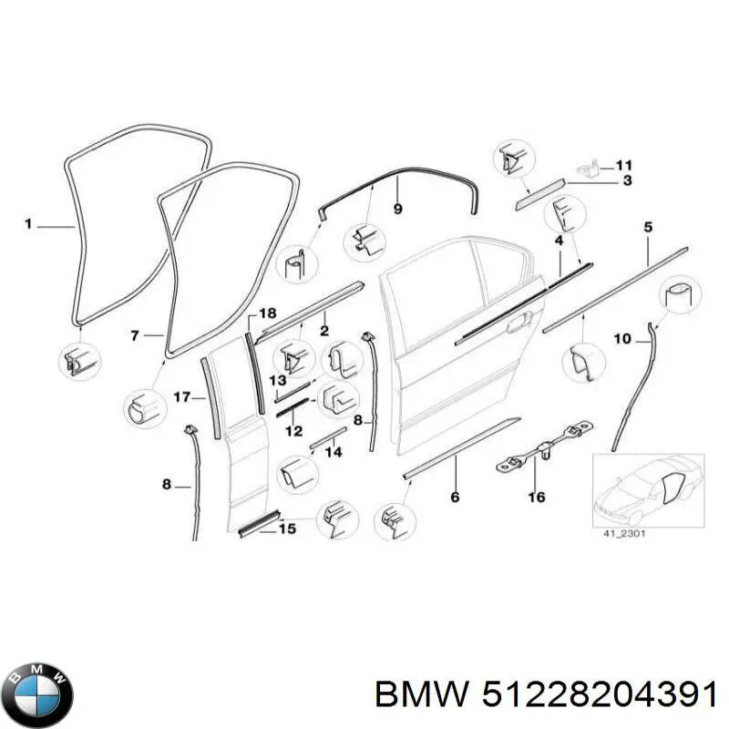 51227044901 BMW Молдинг опускного скла двері задньої, лівої