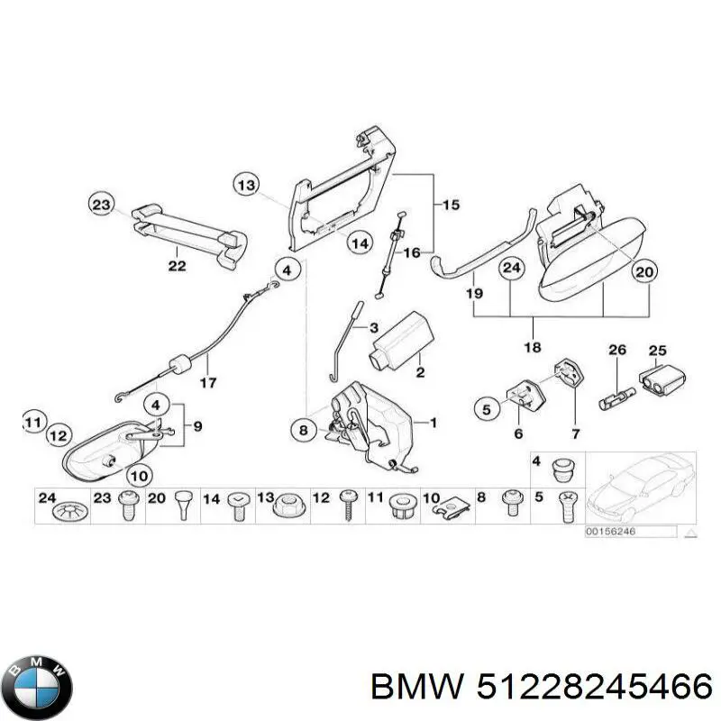 Ручка задніх дверей зовнішня, права на BMW 5 (E39)
