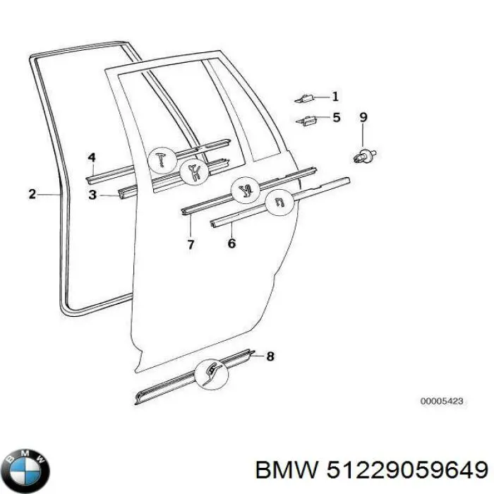 Прокладка дверей задніх, лівих (на двері) на BMW 5 (E34)