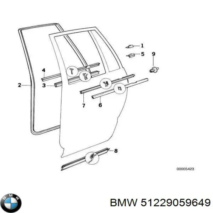 Прокладка дверей задніх, лівих (на двері) BMW 51229059649 ціна, від 549.05 USD