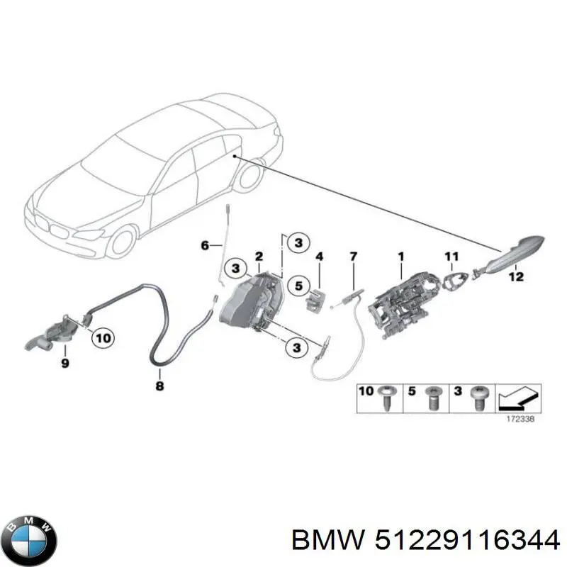 Ручка задньої двері внутрішня права BMW 51229116344 ціна, від 28.22 USD