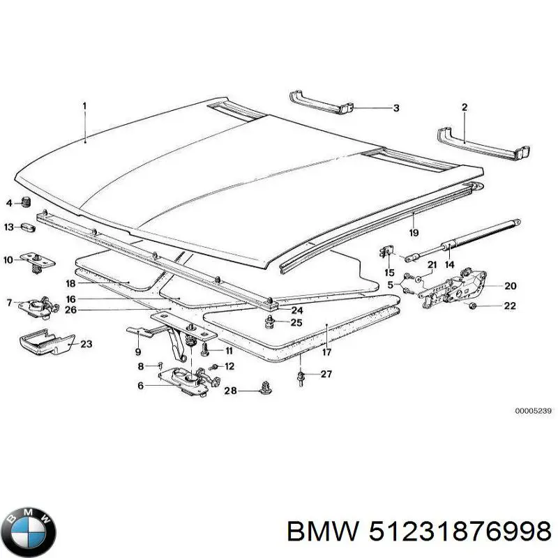 51231876998 BMW Замок капота, правий
